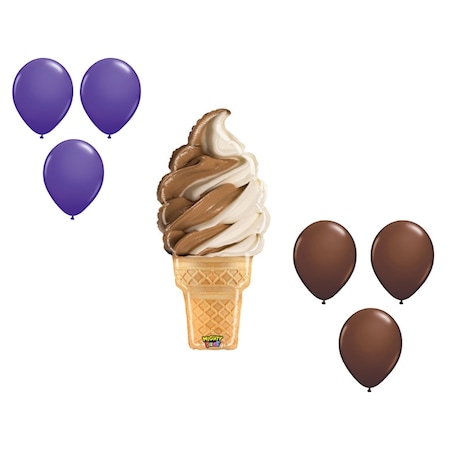 35 Inch Icecream Cone Balloon Medium Shape Set 6x Latex